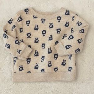 Garanimals Baby Boy/Girl Unisex Khaki and Navy Bear Sweatshirt  Size 6-9 Months